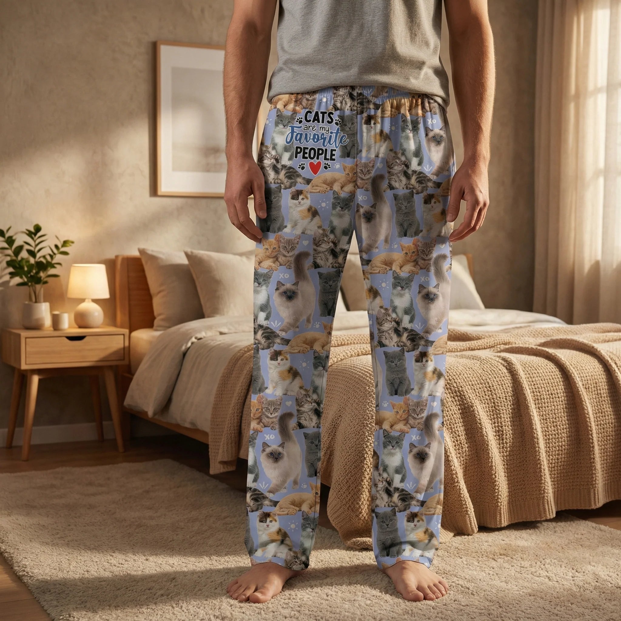 Cats Are My Favorite People lounge pants by Brief Insanity with cute cat graphic print