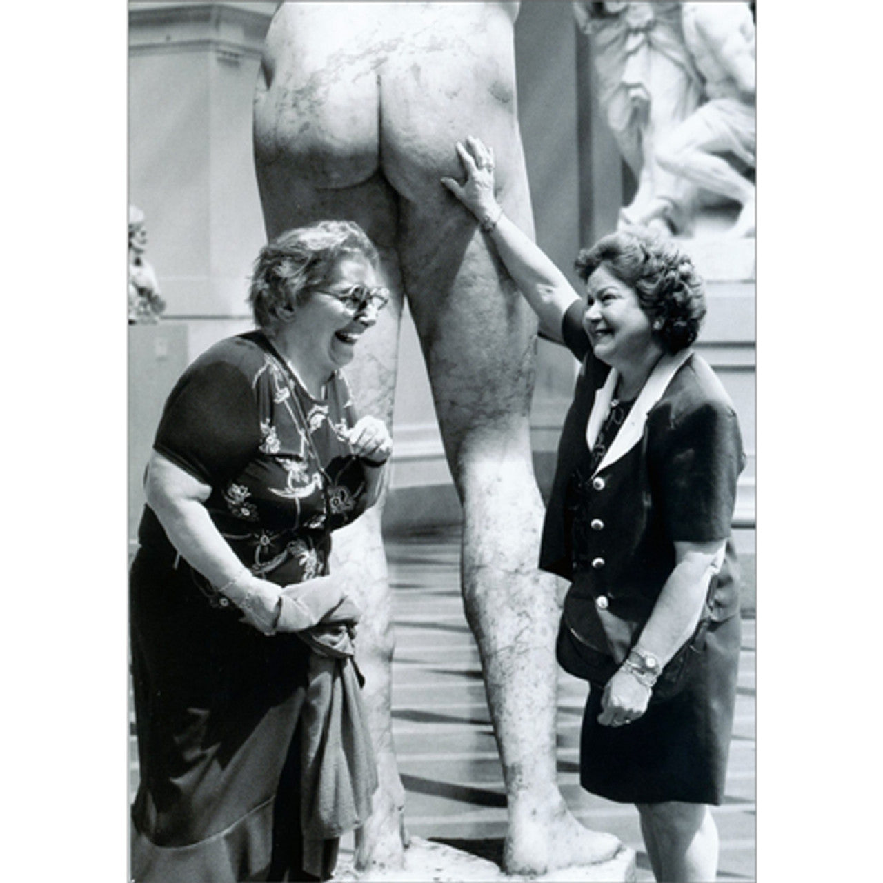 Birthday Greeting Card Women Touching Statue