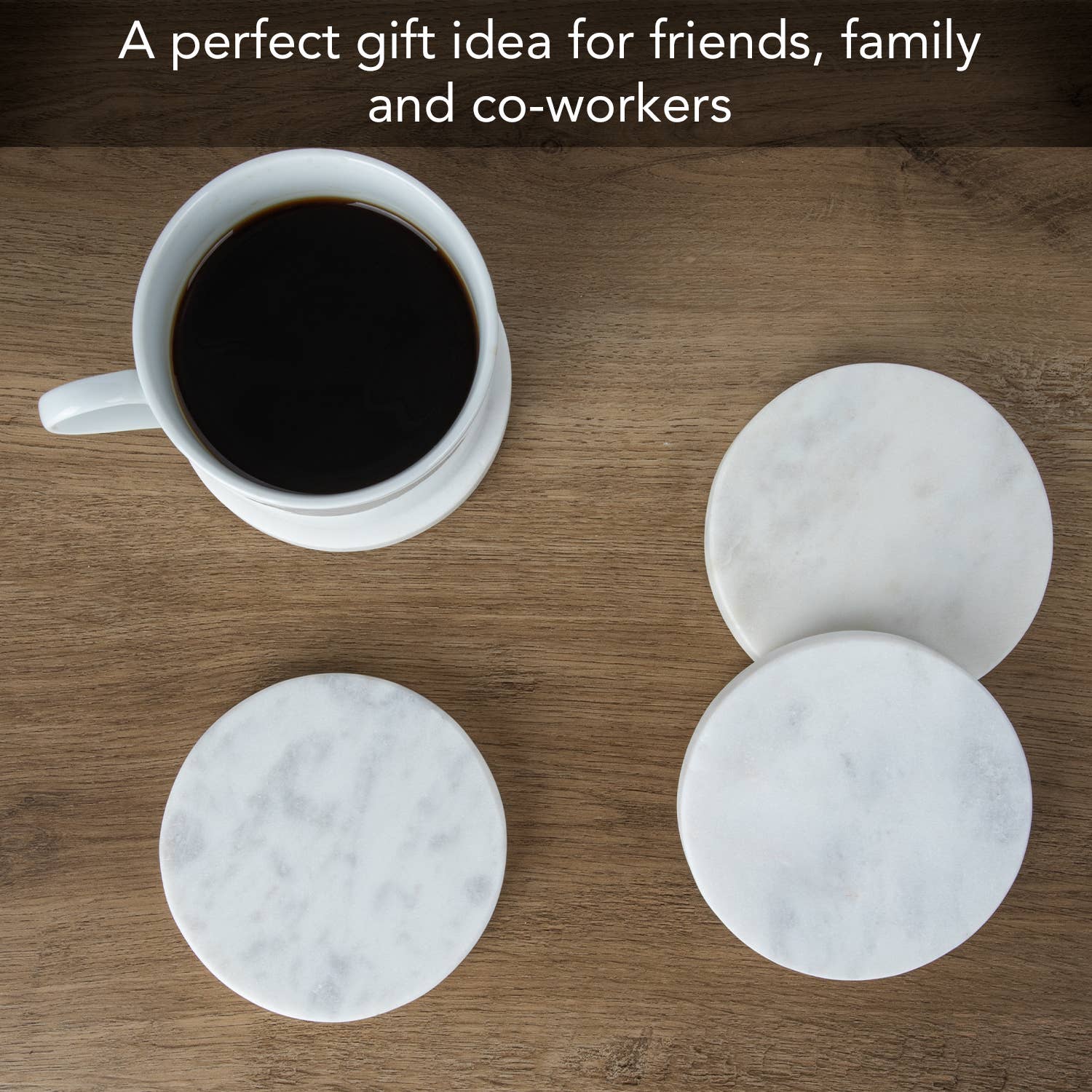 Thirstystone Natural White Marble Round Coasters 4pk