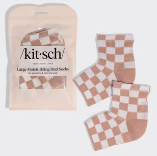 Kitsch Large Moisturizing Heel Socks - Terracotta Checker