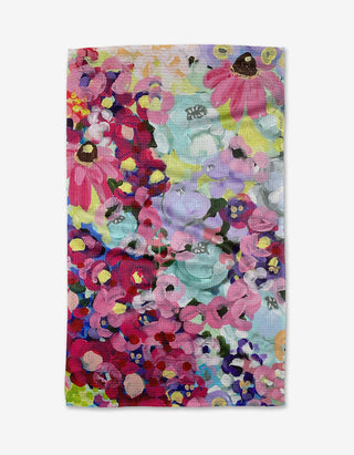 Geometry Pink Fields of Joy Tea Towel – Impressionist Floral Kitchen Towel