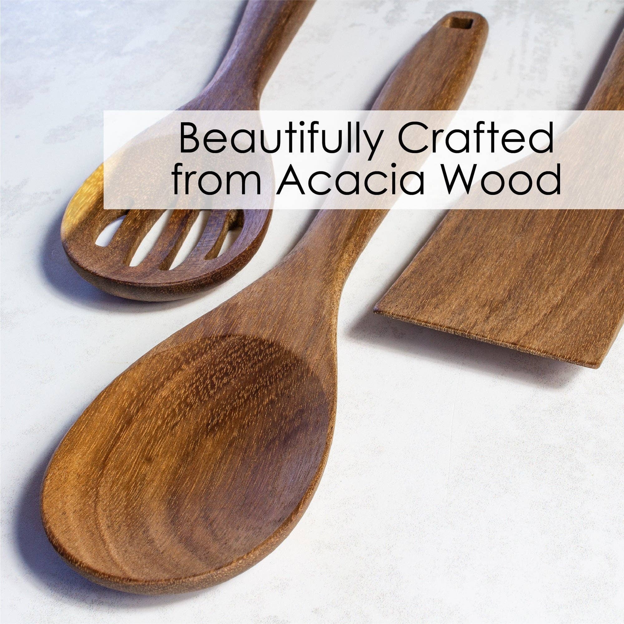 3-Piece Acacia Wood Cooking Utensil Set