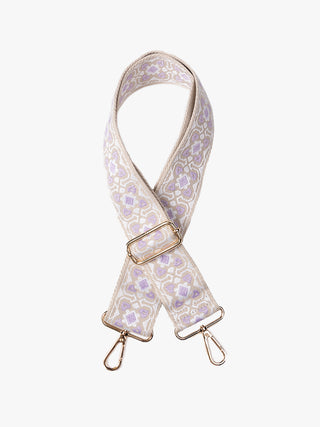 Clover Guitar Strap in Purple & White