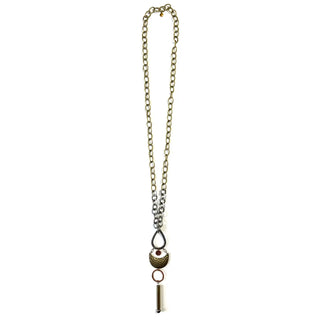 Hammered Tear & Stick Pendant Chunky Chain Necklace
