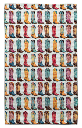 Cowboy Boots eco-friendly waffle weave kitchen towel featuring colorful western cowboy boots