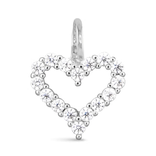 Sterling silver dipped cubic zirconia heart charm for Add-A-Charm necklaces and bracelets