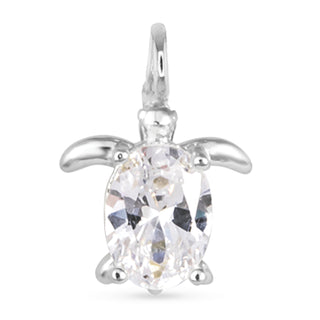 Sterling silver dipped turtle charm with cubic zirconia for Add-A-Charm necklaces and bracelets