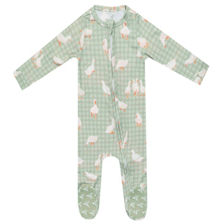 Baker Goose Print Zip-Up Footie Pajama