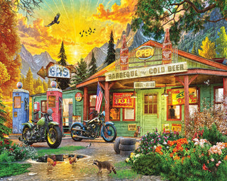 Sunset Mountain Gas Station 1000-Piece Jigsaw Puzzle