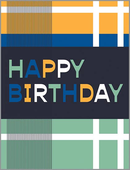 Birthday Greeting Card - Mod Plaid