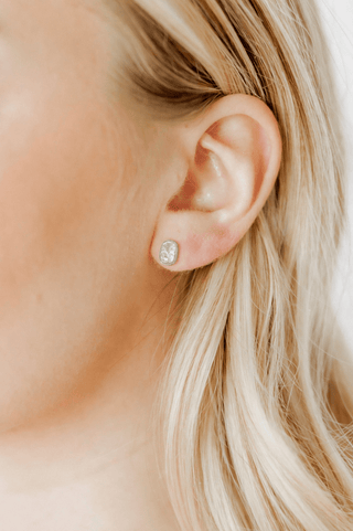 New York CZ Stud & Huggie Hoop Silver Tone Earring Set