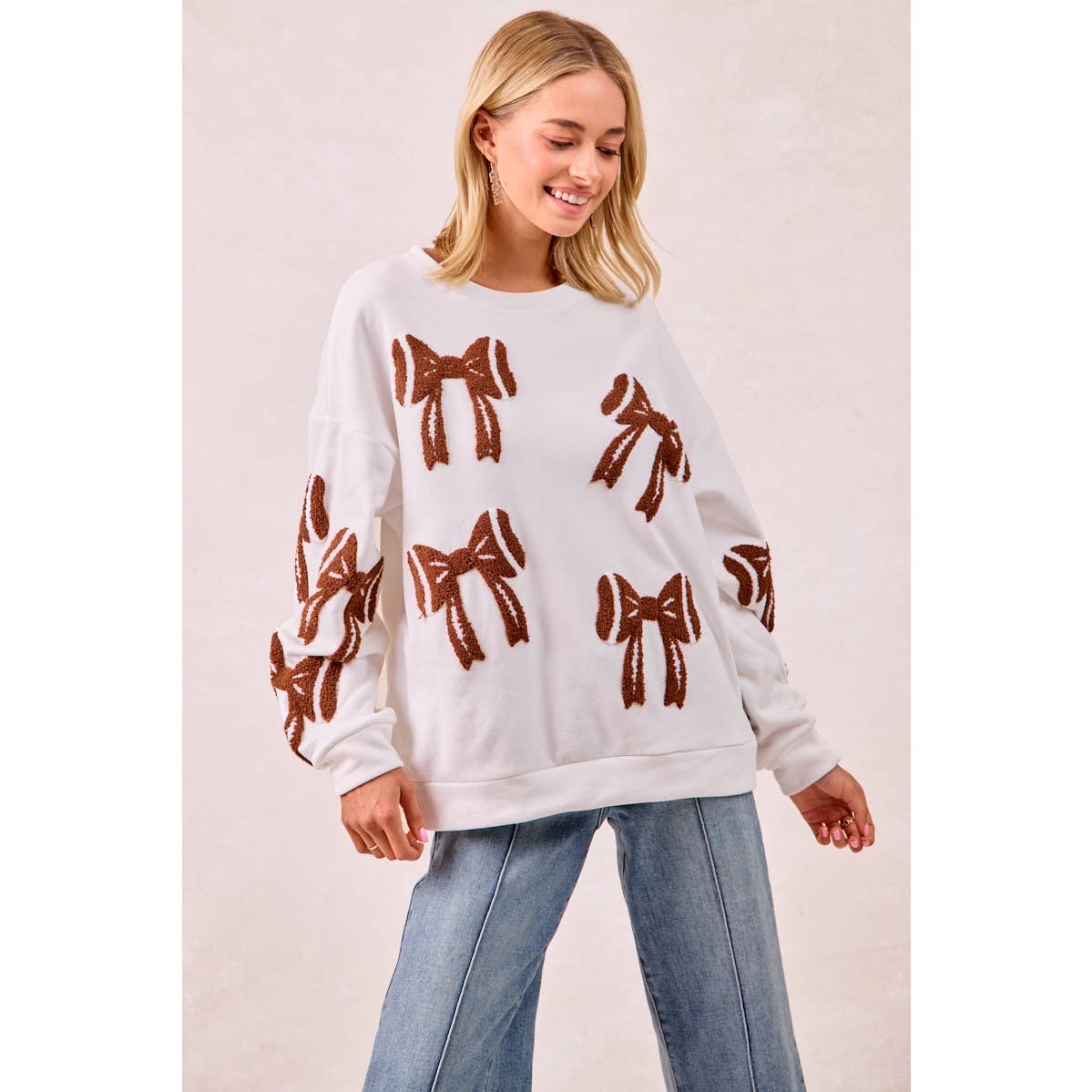 Gameday Football Bow Long Sleeve Top
