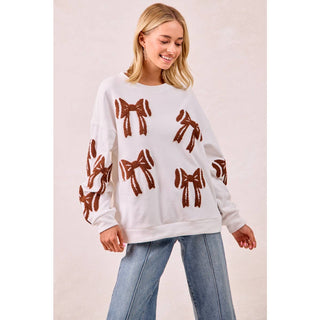 Gameday Football Bow Long Sleeve Top