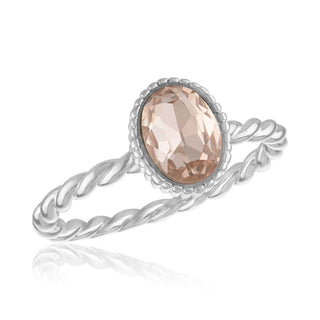 Vintage Rose Oval Silver Stack Ring