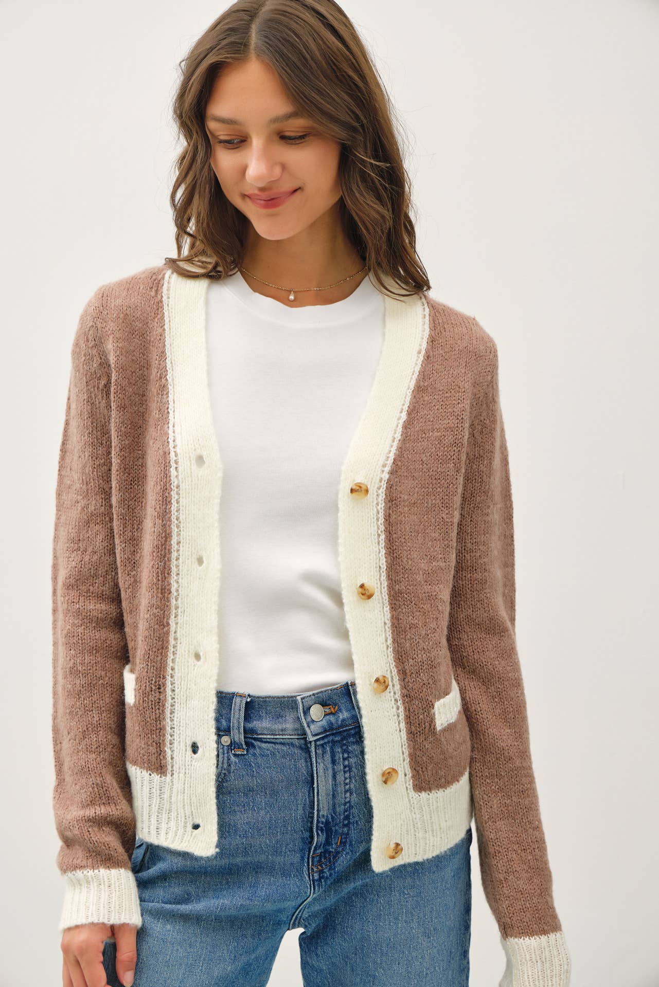 Two Toned Varsity Style Cardigan