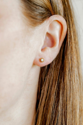 Serena Opal Gold Screwback Stud Earrings