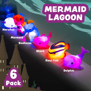Tub Works Mermaid Lagoon Light-Up Bath Toys, 6-Pack