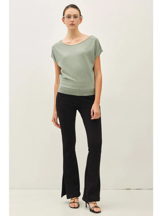 Boat Neck Cap Sleeve Fine Sweater Top