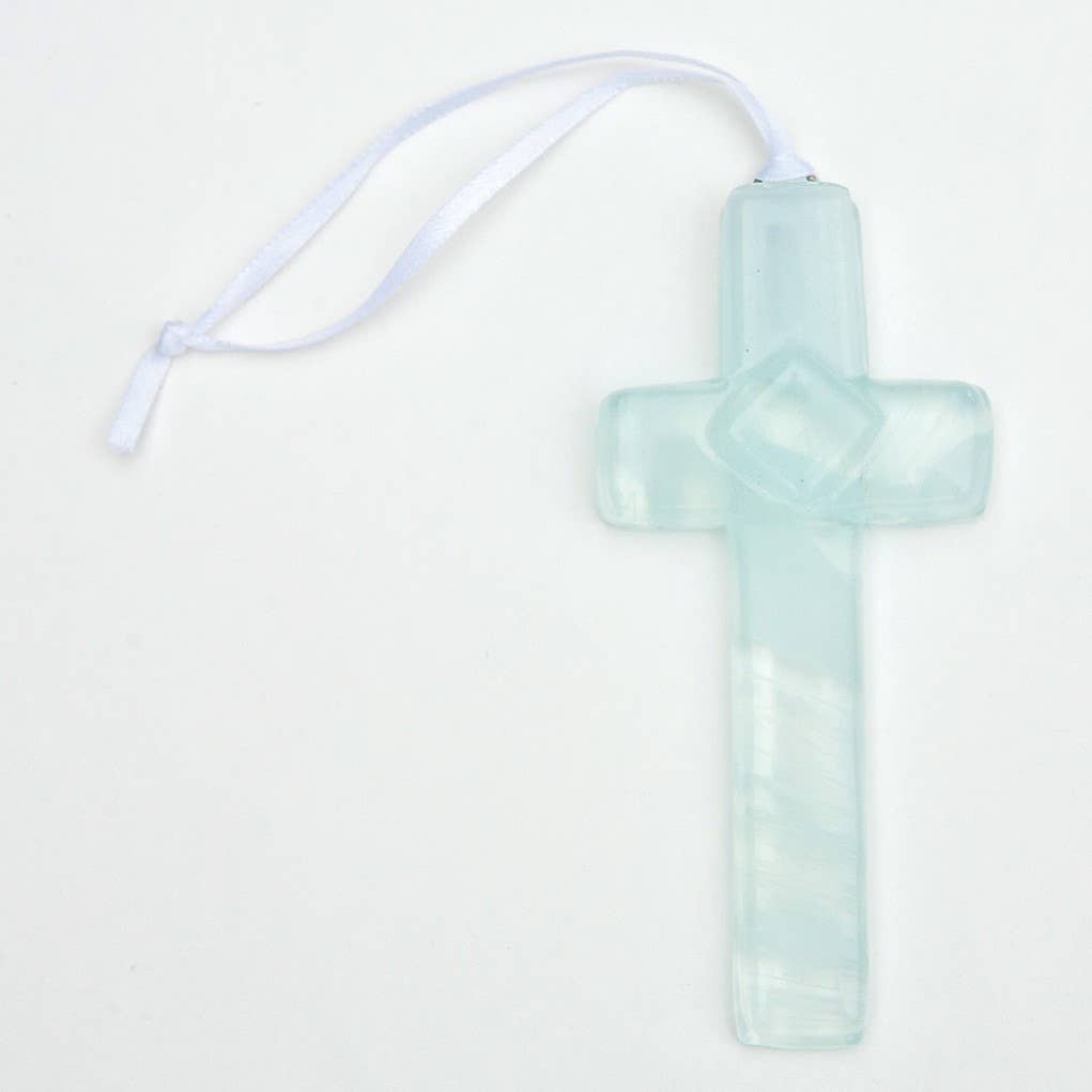 1st Holy Communion Cross: Handmade Glass