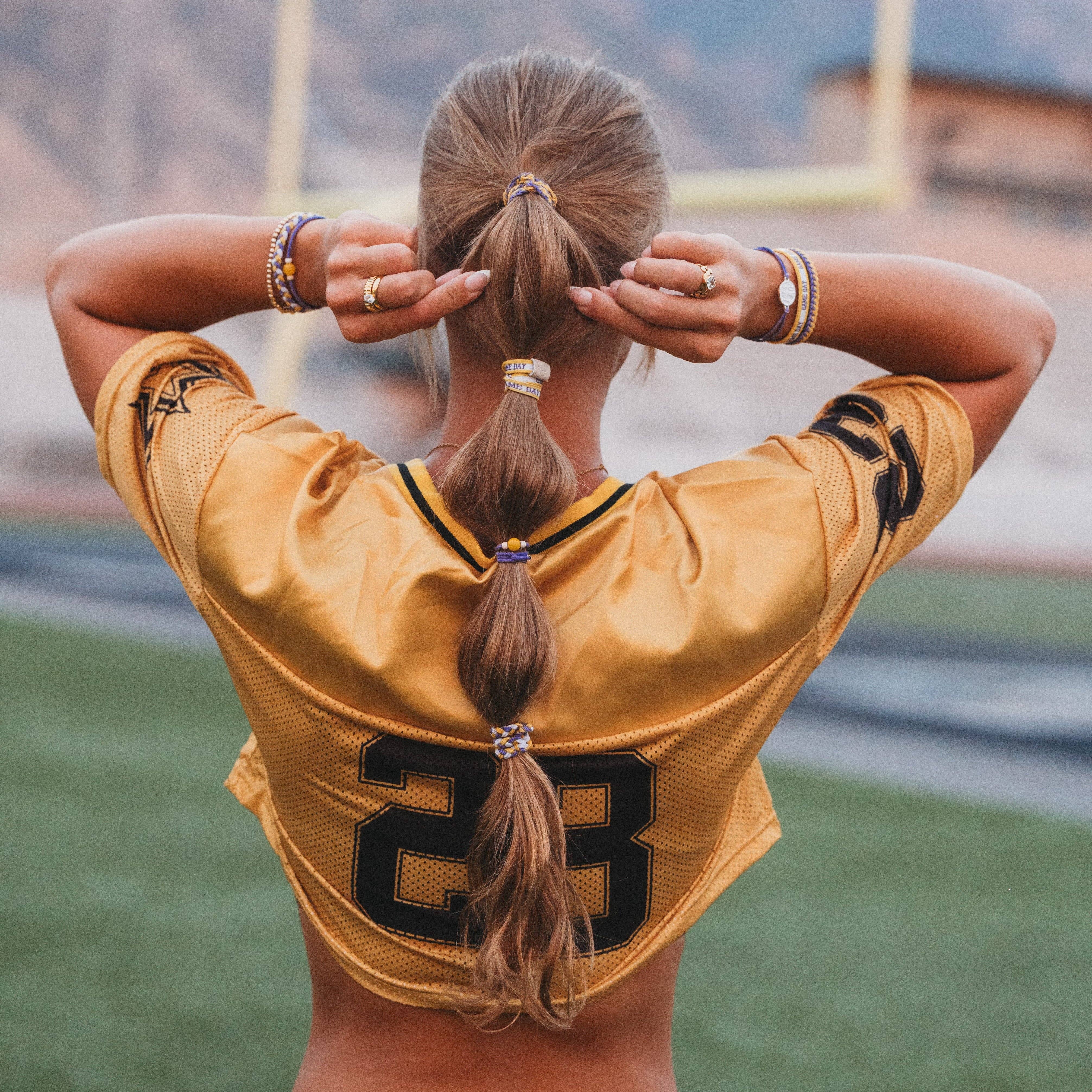 Game Day Purple & Yellow Hair Tie Bracelets by K'lani