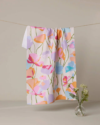 Geometry Sunlit Garden Tea Towel – Watercolor Floral Kitchen Towel