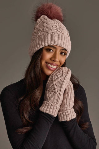 Light Pink Cable Knit Mittens