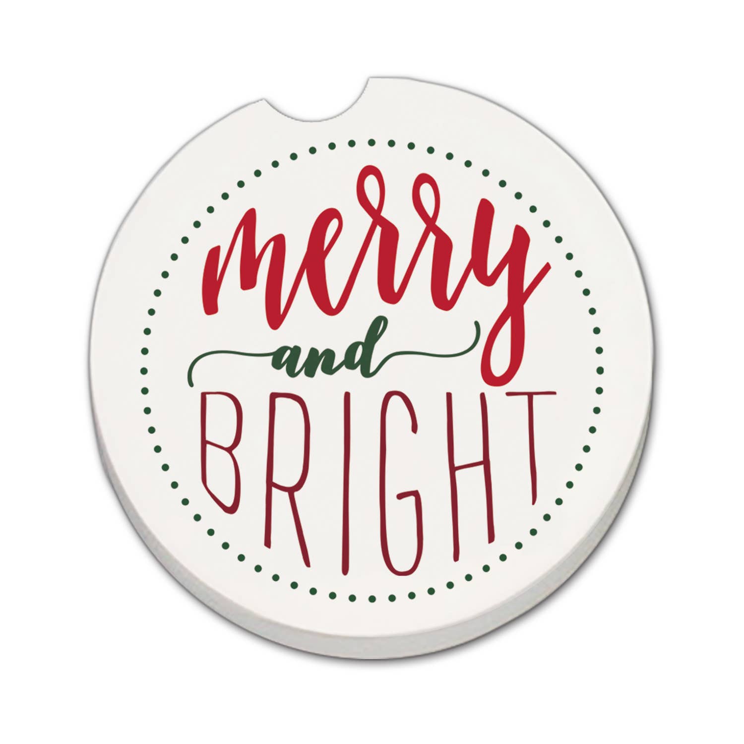 "Merry & Bright" Absorbent Stone Car Coaster 1pk
