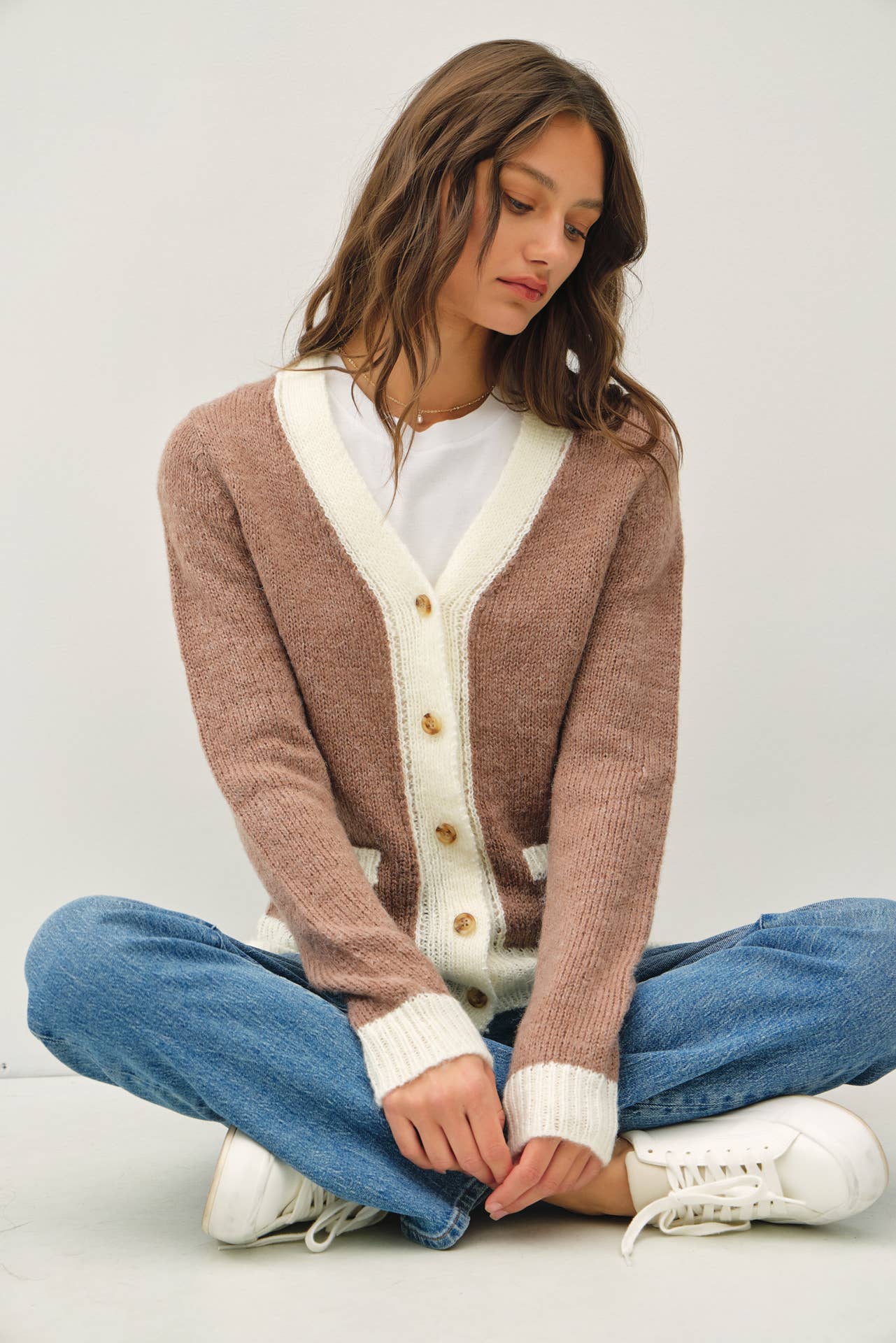 Two Toned Varsity Style Cardigan