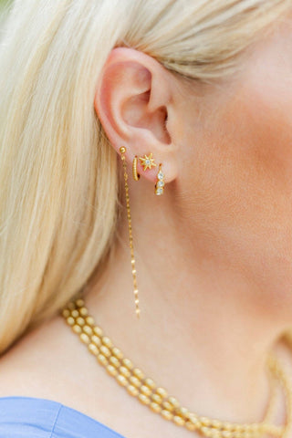 Colette Bezel-Set CZ Huggie Hoop Earrings – 9mm Gold Tone