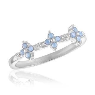 Silver Air Blue Opal Flower Ring