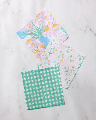 Geometry Dreaming of Florals Dishcloth Set of 3