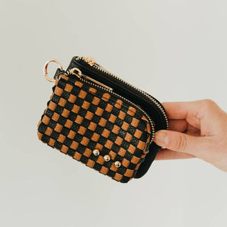 Woven Checkered Cameron Clippable Double Zip Wallet