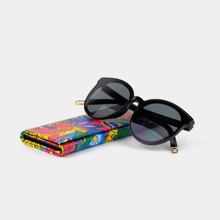 Floral on Black - Eyeglass-Sunglass Case