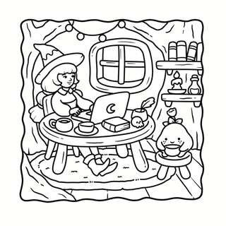 Cozy Witchy Halloween Coloring Book