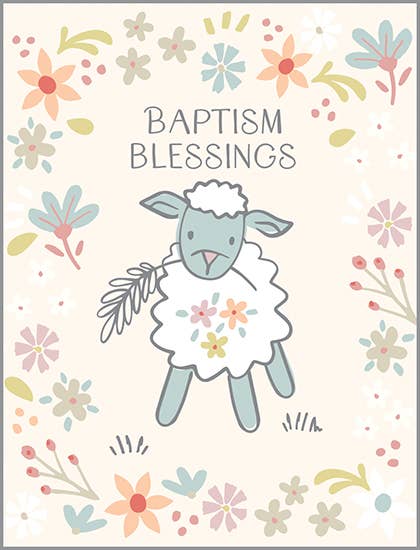 With Scripture Baptism Blessings Card - Sweet Little Lambs