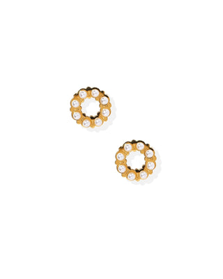 Brinley Pearl Circle Screwback Stud Earrings