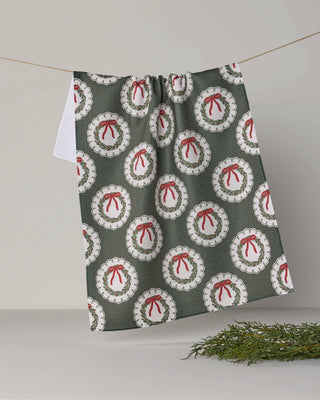 Geometry Merry Wreaths Kitchen Tea Towel
