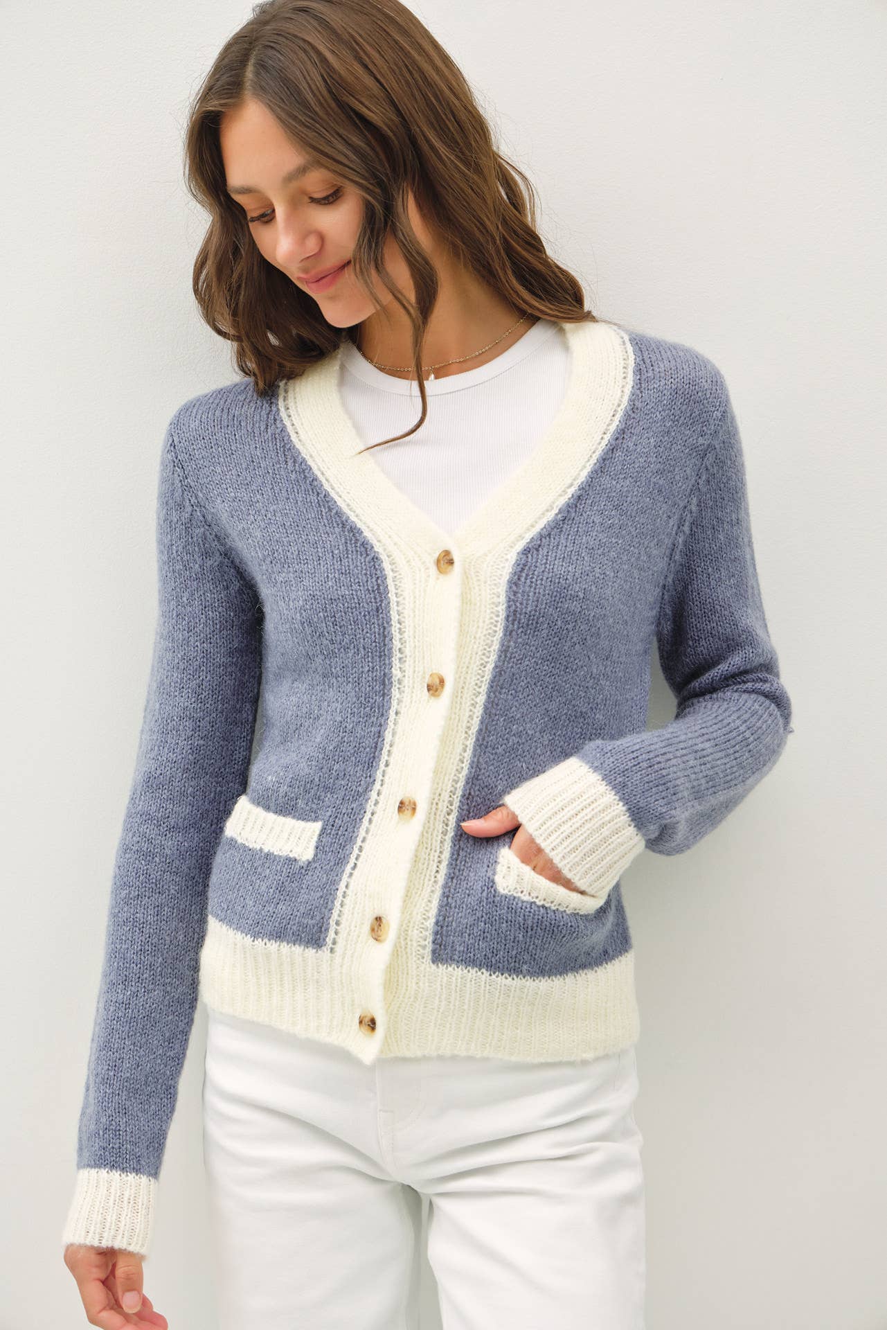 Two Toned Varsity Style Cardigan