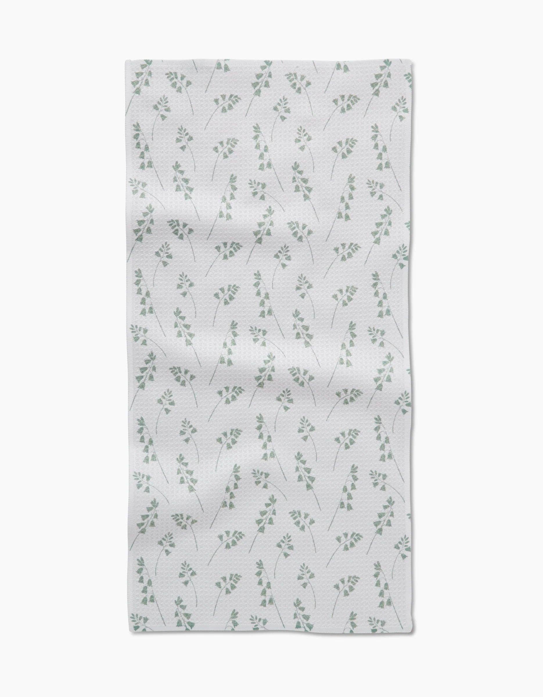Geometry Blue Bells Green Bar Towel
