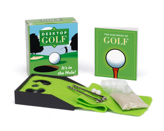 mini desktop golf set with fairway clubs and balls