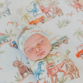 Dino Explorer Top Knot Baby Hat