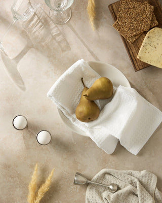 Geometry Salt Truffle Hand Towel – Luxury Waffle Weave Kitchen Towel