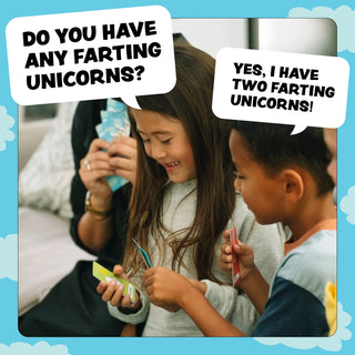 Do You Have Any Farting Unicorns? funny Go Fish card game by DSS Games for ages 4+, featuring colorful illustrations and family-friendly gameplay.