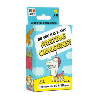 Do You Have Any Farting Unicorns? funny Go Fish card game by DSS Games for ages 4+, featuring colorful illustrations and family-friendly gameplay.