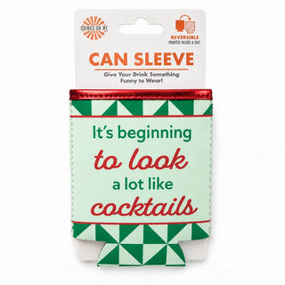 “Beginning to Look a Lot Like Cocktails” Reversible Christmas Can Sleeve