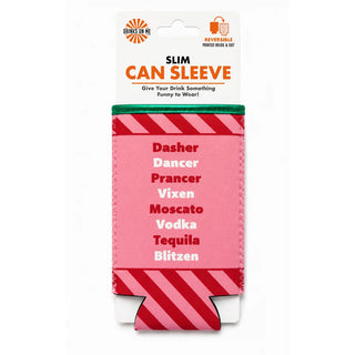 Dasher Dancer Reversible Christmas Slim Can Sleeve