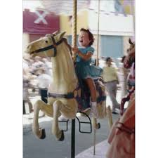 Little Girl on Merry Go Round Birthday Card