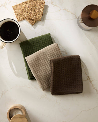 Geometry Latte Truffle Hand Towel – Luxury Waffle Weave Kitchen Towel