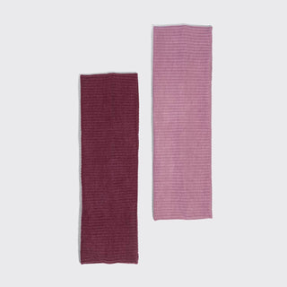 Ribbed Elastic Headband 2-Pack — Cherry Lacquer & Dusty Pink