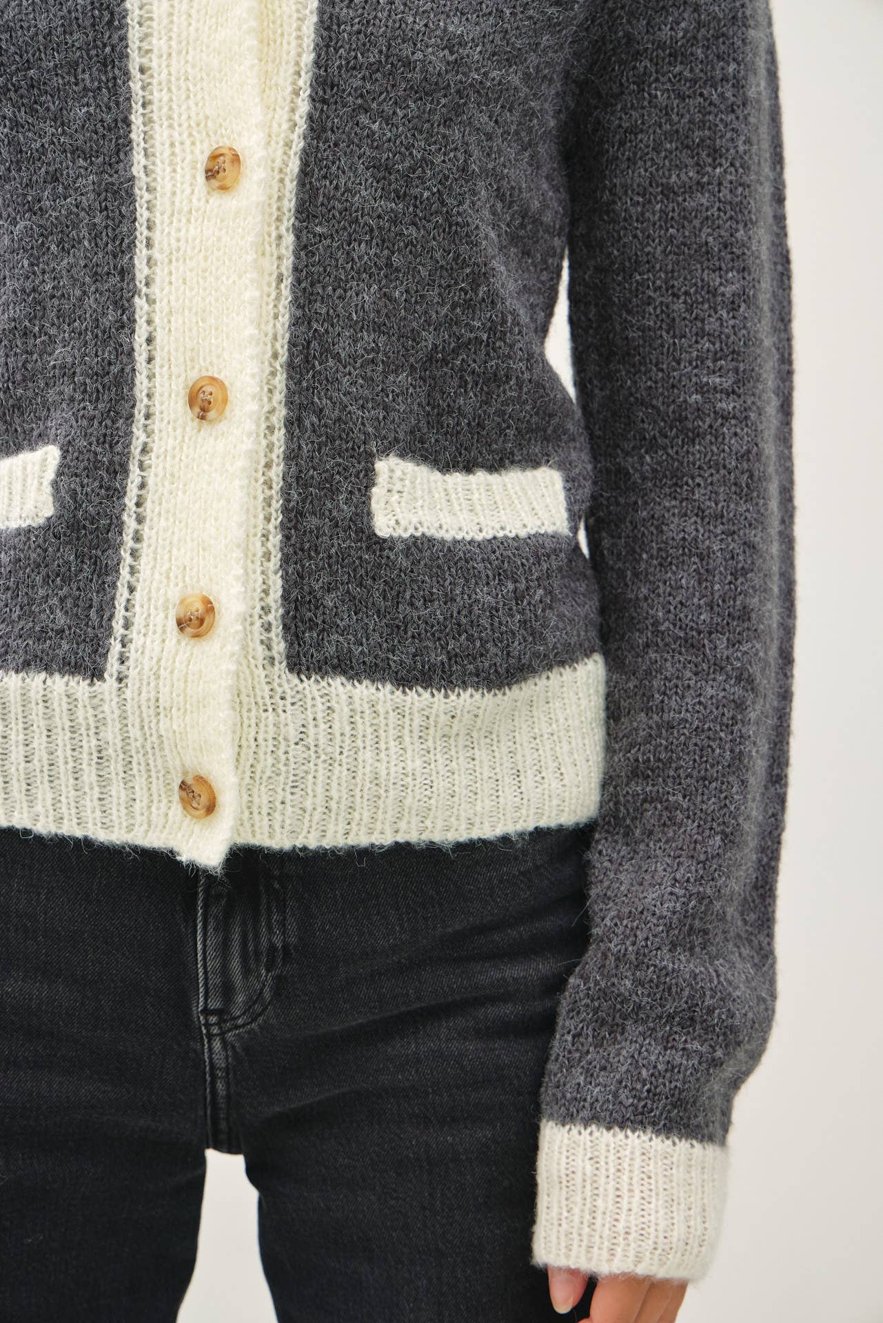 Two Toned Varsity Style Cardigan